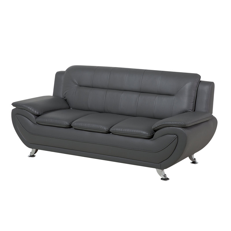 Faux Leather Sofa, Grey