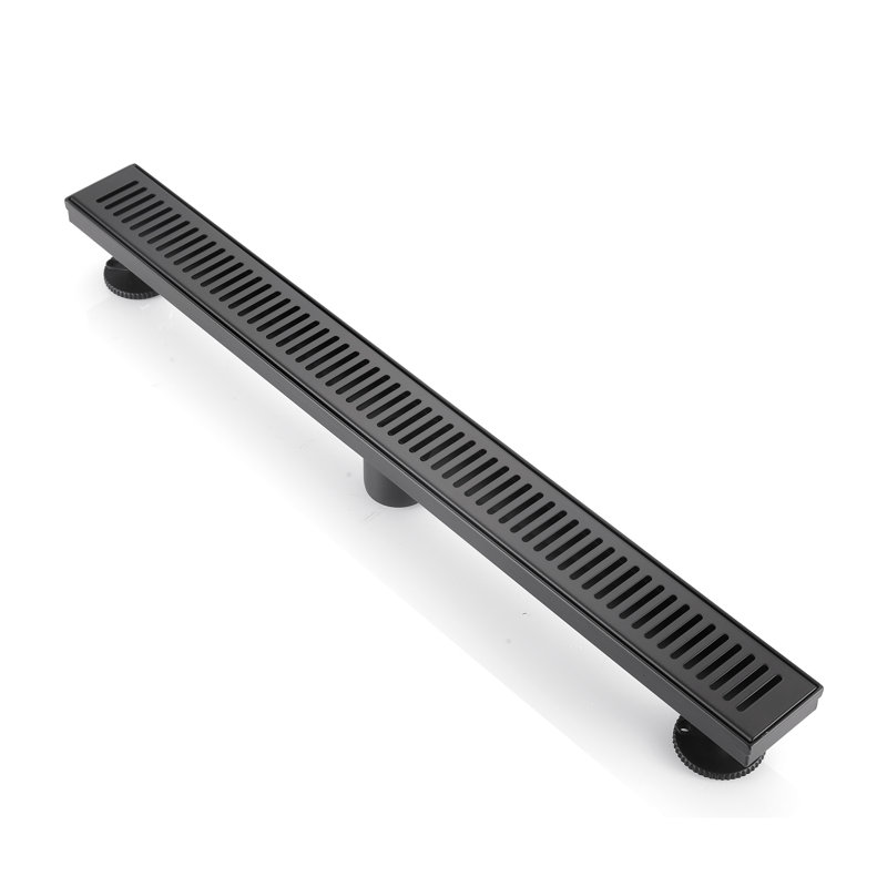 BOANN 304 Stainless Steel Rectangular Linear Shower Floor Drain (28 in), Black 