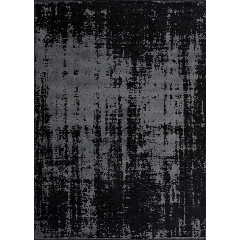 Rapture Black Gray Luxury Area Rug, Rectangle 7'10" x 11'2"