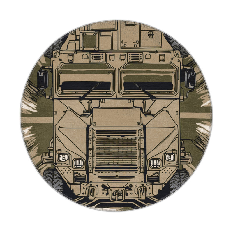 Tapis intérieur et extérieur brun Transport, Rond 5 pi