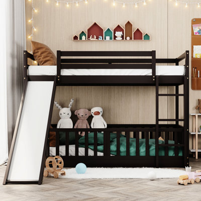 Twin Over Bunk Bed With Slide - Playful And Functional Slide, Add Fun To Bedroom