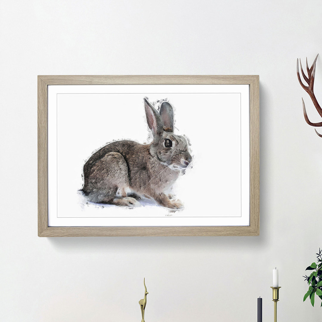Brown Bunny Rabbit in Abstract - Picture Frame Painting Print