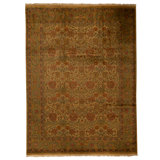 Hand Knotted Wool Oriental Area Rug in Gold