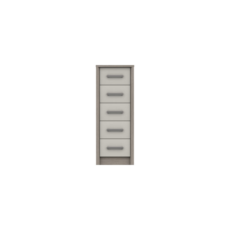 Colville 43.3 cm W Chest of 5 Drawers, Grey Oak/White Grey Gloss
