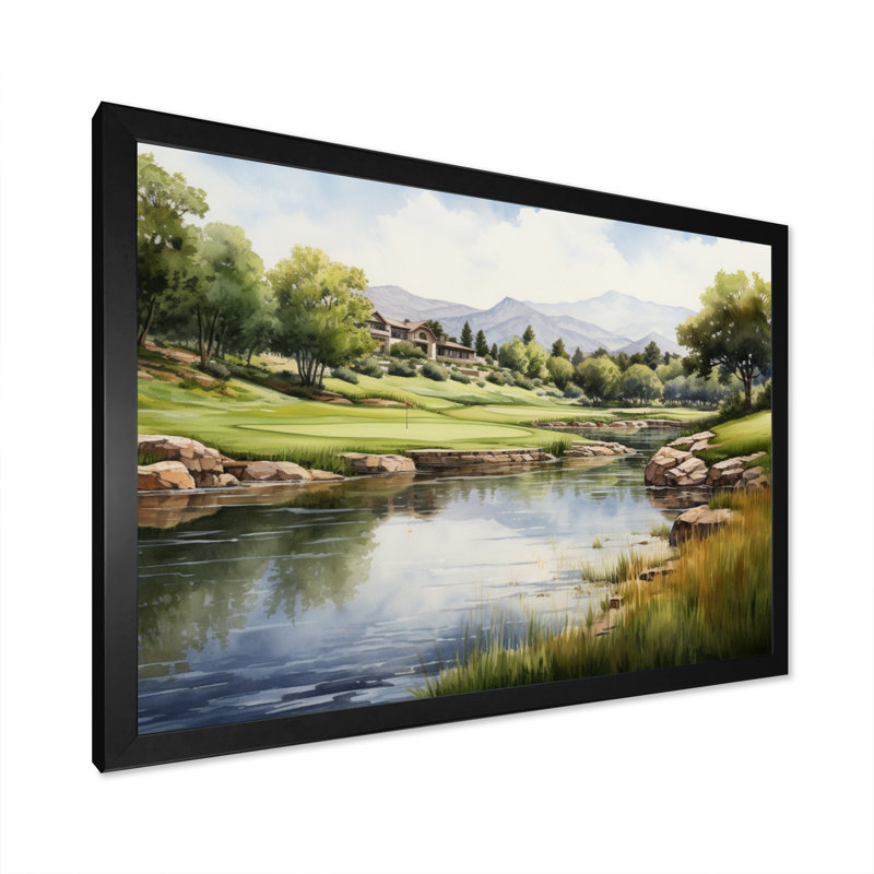 Country Club Golf Course - Country Club, reproduction d'art sur toile, H 30 po x l 40 po x P 1,5 po, Cadre simple noir