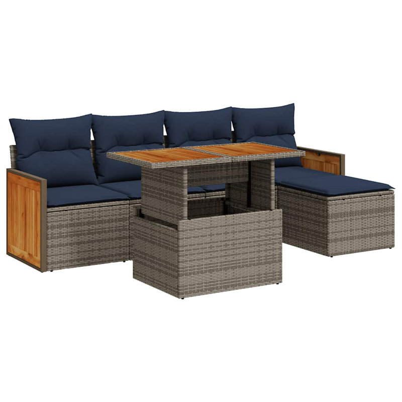 Wicker 5 - Person Garden Lounge Set with Cushions