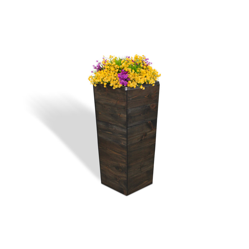 Ullrich Handmade Wood Pot Planter, Black Wash