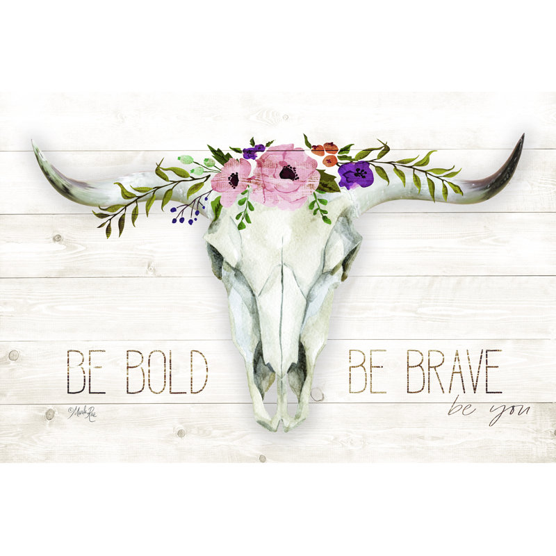 «Be Bold - Be Brave» par Marla Rae - reproduction, L 30 po x H 20 po, Non, Toile avec cadre flottant or