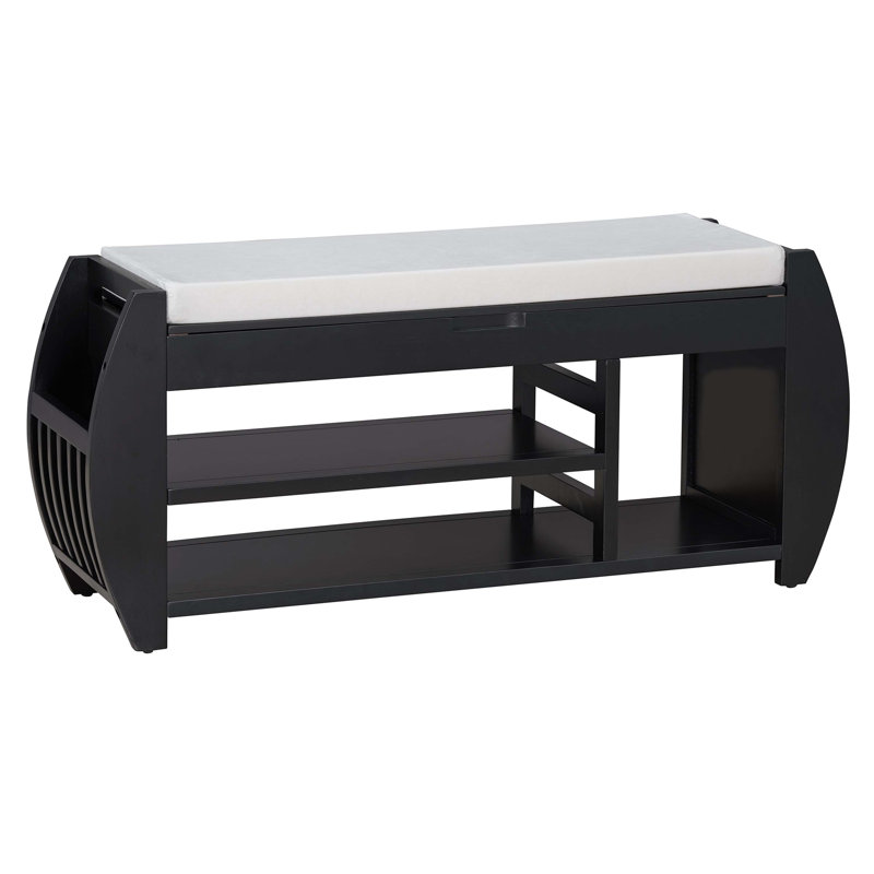 Upholstered Storage Bench, 18.28" H x 42" W x 13" D, Black