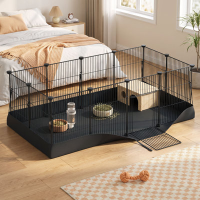 Petit parc d'intérieur pour animaux en fil d'acier avec tapis imperméable et porte