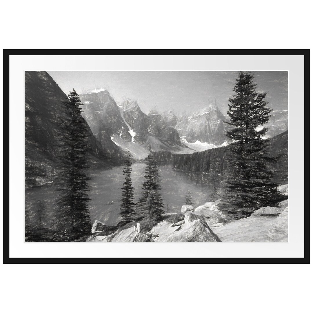 Gerahmtes Papierbild Moraine Lake Kanadische Berge