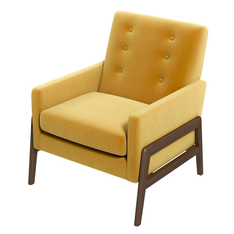 Méridienne Cole, Dark Yellow Cushion/Walnut Frame