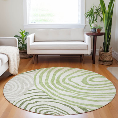 Premium Machine Washable Prisco Green Rug