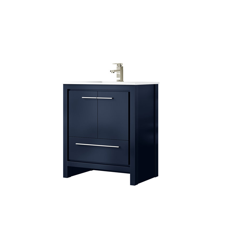 30 po L x P 20 po. Meuble-lavabo bleu marine avec plateau et robinet en marbre de culture - fermeture en douceur, grande armoire de rangement intérieure, tablette ouverte avec tiroir, tablette de rangement 30 po x 20 po