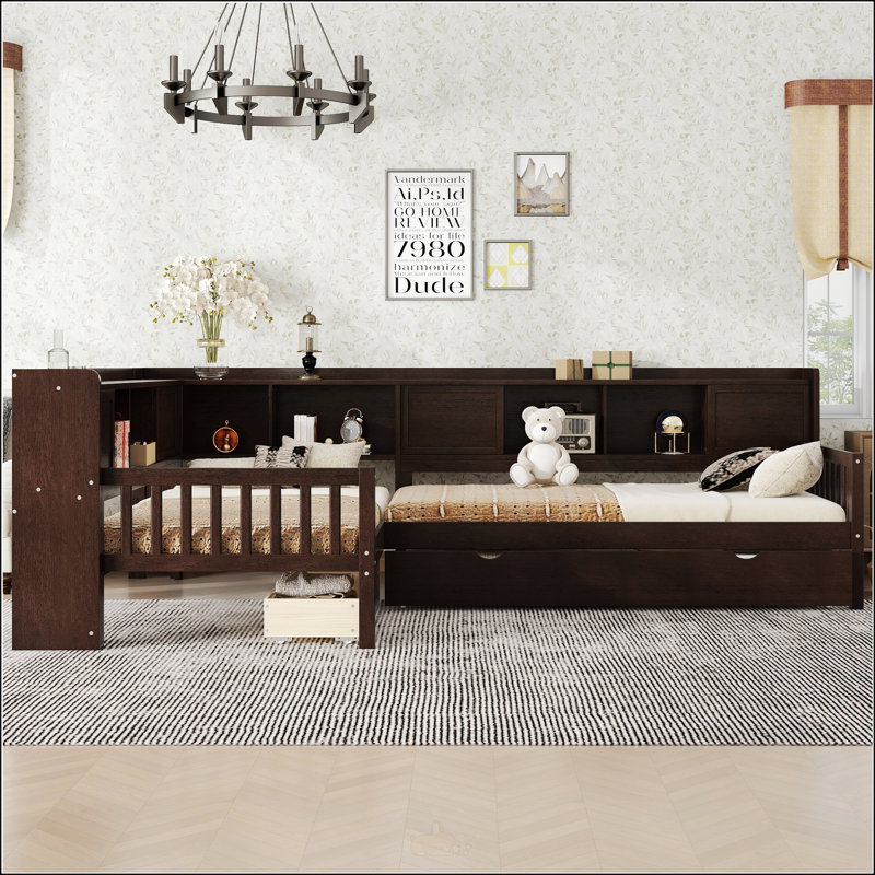 Lit plateforme en L, Espresso