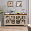 Meuble d'appoint de style antique à 4 portes avec portes en verre trempé, beige