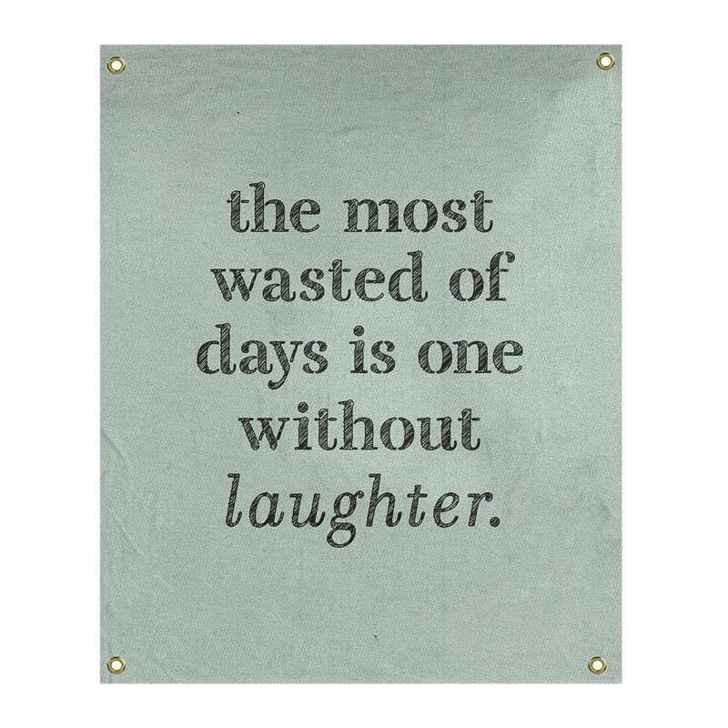 Tapisserie en polyester pour citation de rire, H 36 po x l 26 po, Vert / Noir