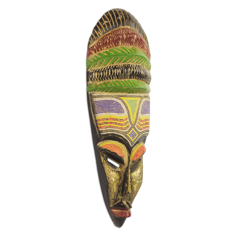 Décoration murale à masque en bois de mère africain