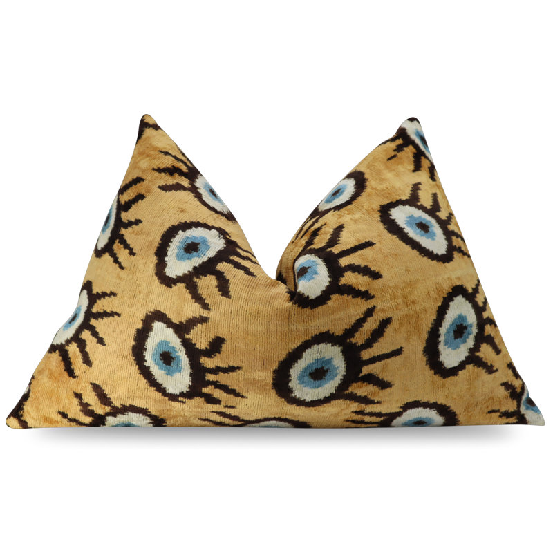 Coussin décoratif géométrique, 16 po x 24 po, Rectangulaire, Brun / jaune