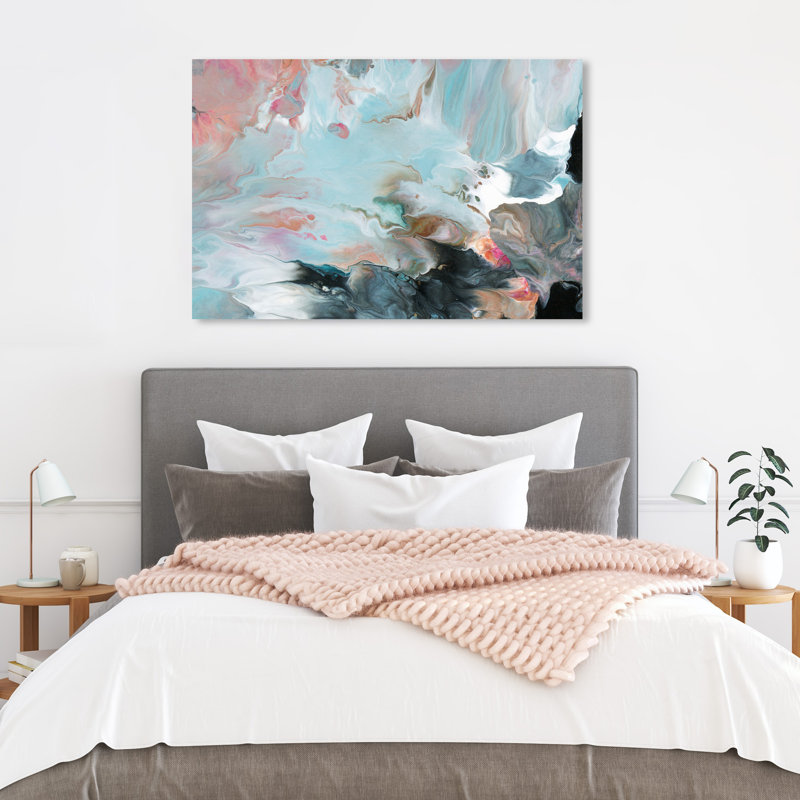 Rêve abstrait en couleurs, rose côtier - impression sur toile, H 24 po x l 36 po, Toile tendue, Sans cadre