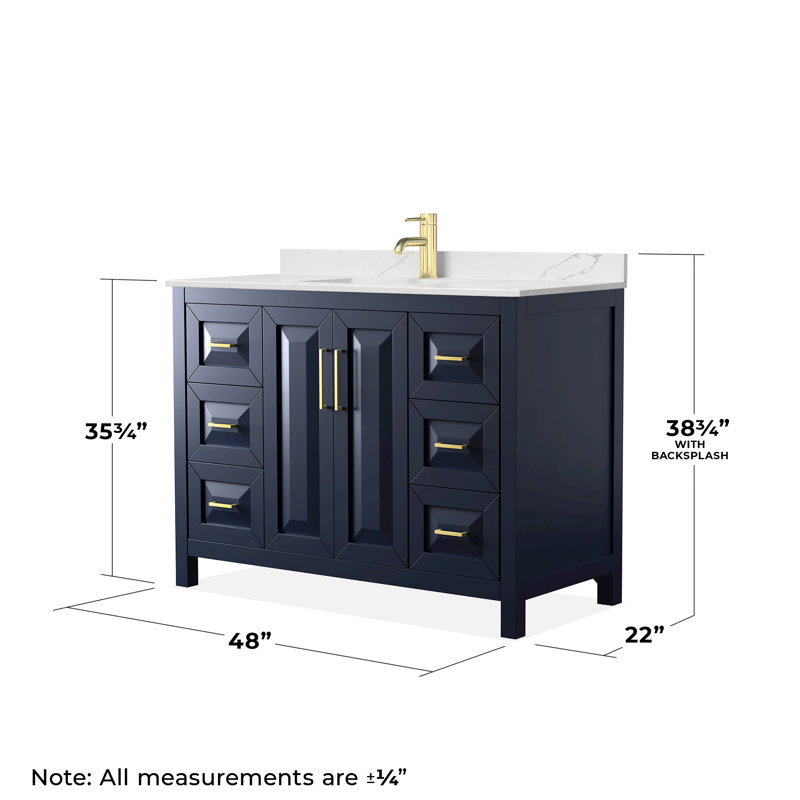 Daria 48'' W Vanity, Giotto Quartz, Brushed Gold, Blue