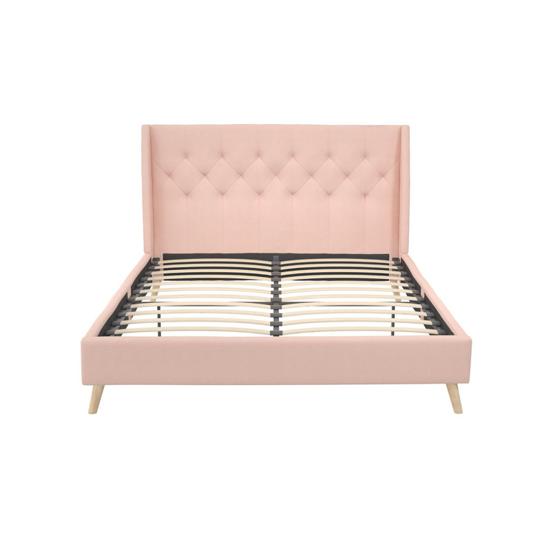 Her Majesty Upholstered Platform Bed, Pink, Kingsize (5')