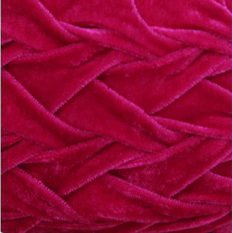 Fuschia Velvet Round Tufted Button Throw Pillow