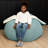 Raven-Symoné Home Hopseat Bunny Oval Shaped Large Bean Bag Chair With Ears, Ultra Soft Shearling - Green-1053518516