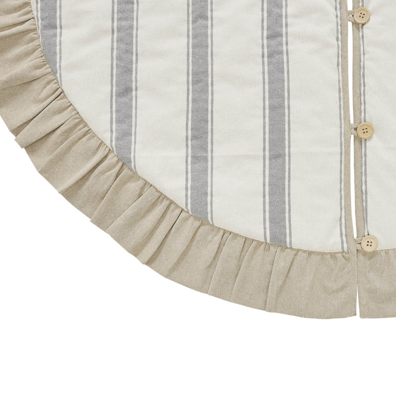 48" Cream and Gray Striped Cotton Tree Skirt