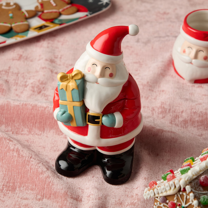 Pot à biscuits en céramique avec cadeau Christmas Whimsy Santa