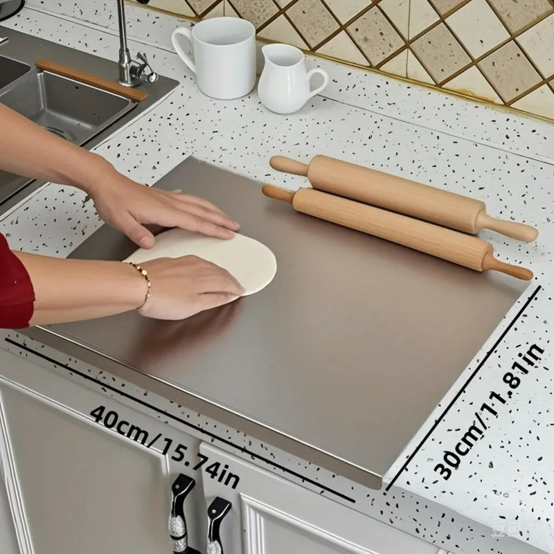 Planche à découper en acier inoxydable pour la cuisine - grandes planches à découper 304 pour le comptoir, convenant à la viande, aux légumes, au pain et à la cuisson, accessoires de cuisine, 30 cm x 40 cm