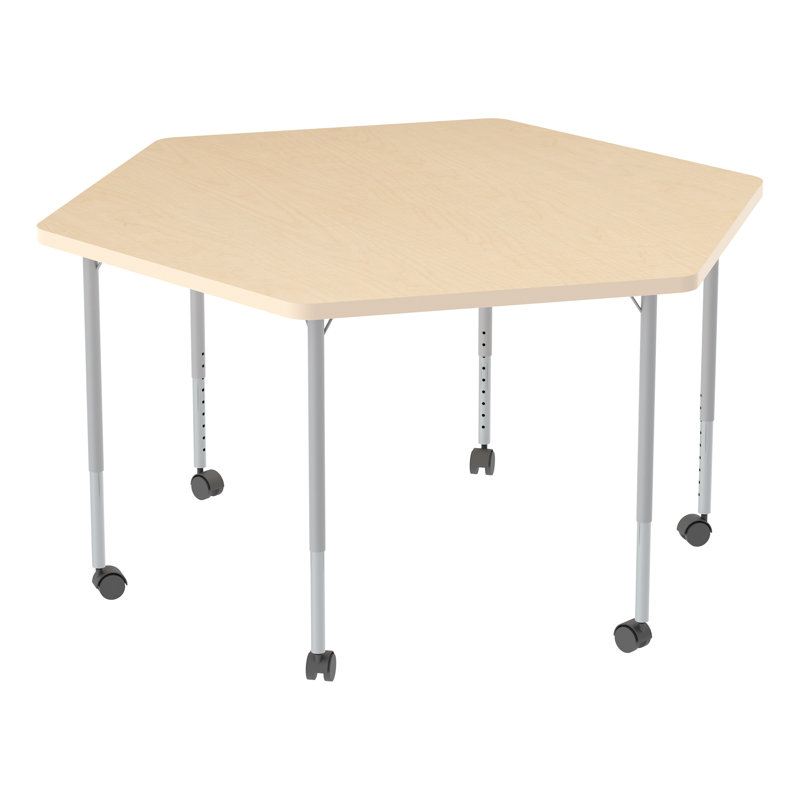 Table d'activité mobile à hauteur ajustable avec roulettes Structure Series, Érable, Érable / argent