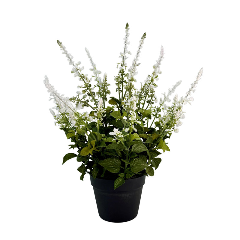 Artificial Lavender In Plastic Pot 23 Inch, White