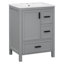 Rosella 24" Freestanding Bathroom Vanity with Ceramic Sink, Soft-Close Door & 3 Drawers-451180171