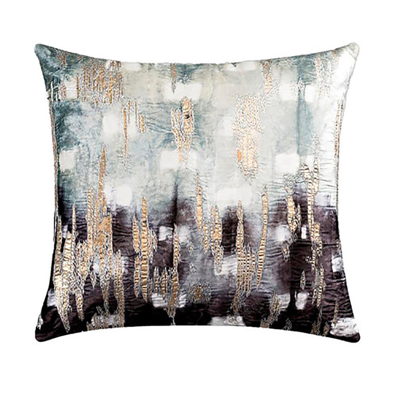 Boheme Pillow Cover & Insert, Charcoal/Gray/Gold, 20” H x 20” W, Square