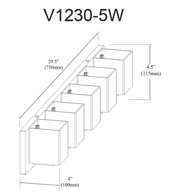 Verona 5 Light Bath Bar, Polished Chrome