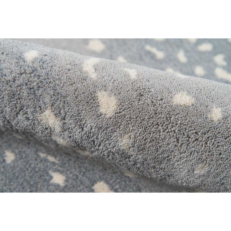 Woodland Animal Print Handmade Tufted Wool Gray/Blue Area Rug, Rectangle 8'9" x 11'9"