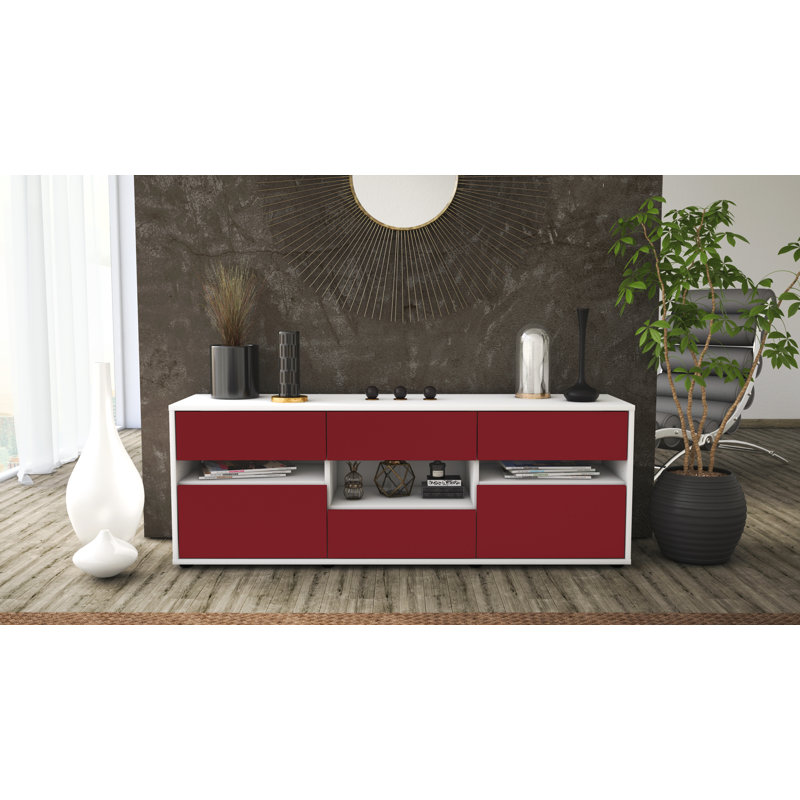 Yarber TV Stand, Red / Matte White