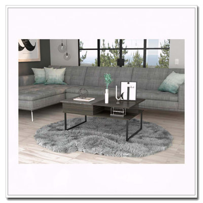 Table basse à plateau relevable en carbone espresso et onyx