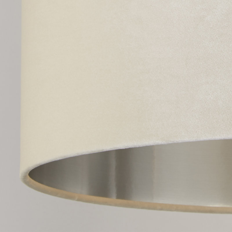 Velvet, Plastic And Mild Steel Traditional, 28 cm H x 50 cm W x 50cm D, Cream/Brushed Silver