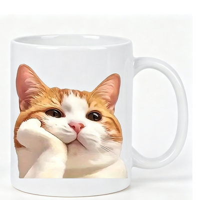 Cartoon Cat Ceramic Coffee Mug - Reusable, Insulated, Travel Mug, Hand-Wash solely - Perfect for Coffee Lovers, Men & Women White Mug.