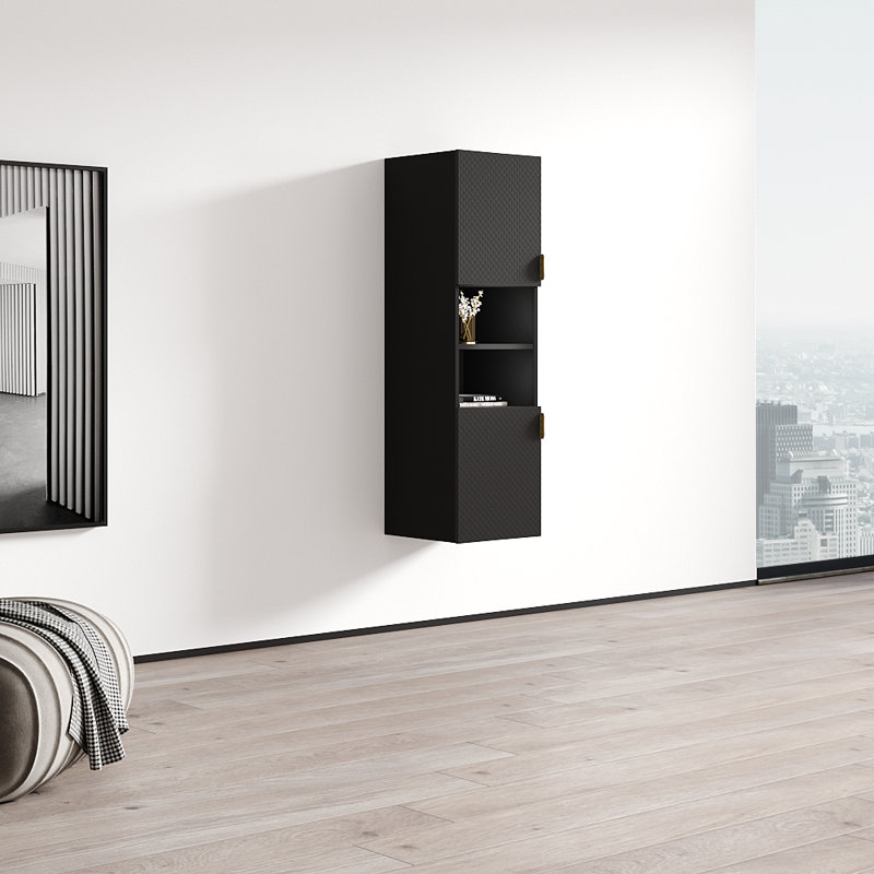 Bali 13.6" Bookcase with Matte Finish, Black