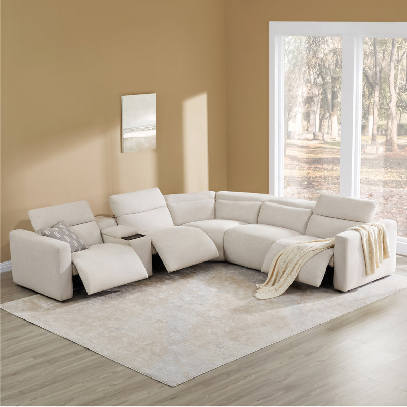 Canapé modulaire inclinable électrique 5 pièces Wall-hugger, H 39,4 po x l 138,2 po x P 125,2 po, Symétrique
