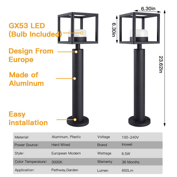 Inowel Bollard Pathway Lights Landscape Lighting Wired with GX53