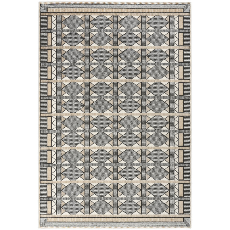 Tapis d'intérieur multicolore ivoire Ebern Designs Reimann, Rectangle 5 pi x 7 pi