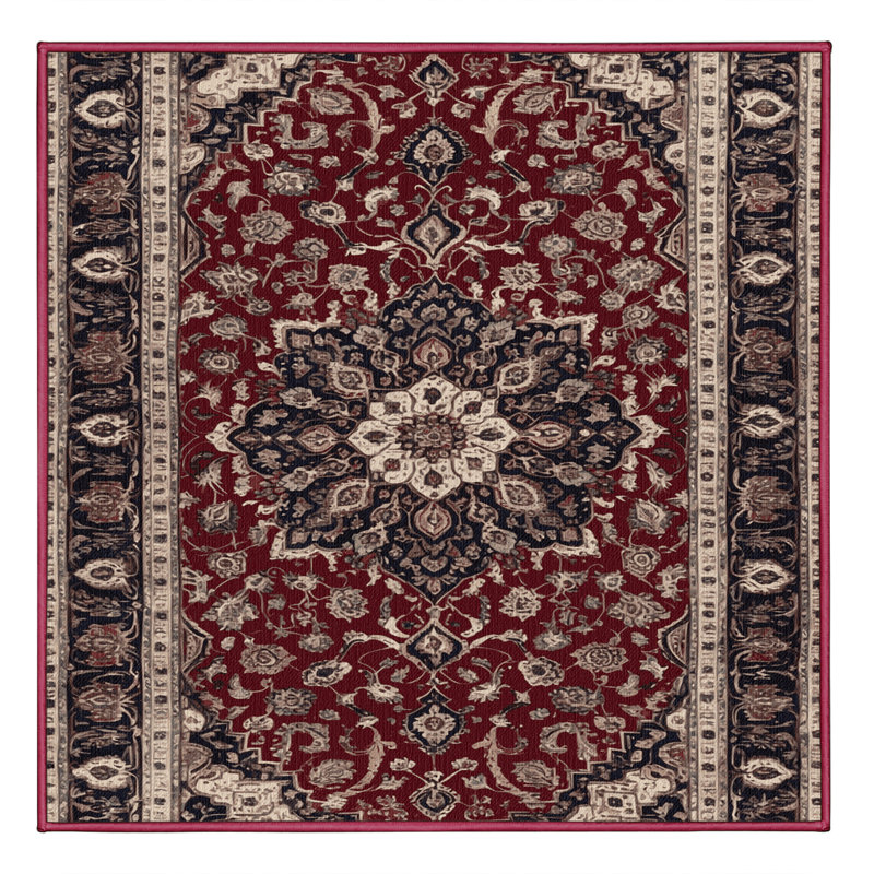 Machine Washable Persian Brown Area Rug, Square 5'
