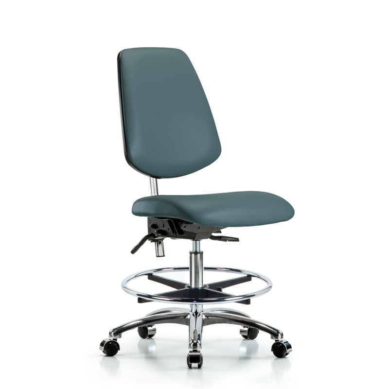 Miah Vinyl Drafting Chair, Colonial Blue, Glides, Not Included