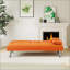 Canapé-lit pliant double en cuir orange 67 po avec dossier réglable et table basse 67 po pour espaces de vie compacts