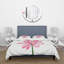 Détail rétro d'un lotus rose - ensemble de housse de couette traditionnel - microfibre de polyester-66393453