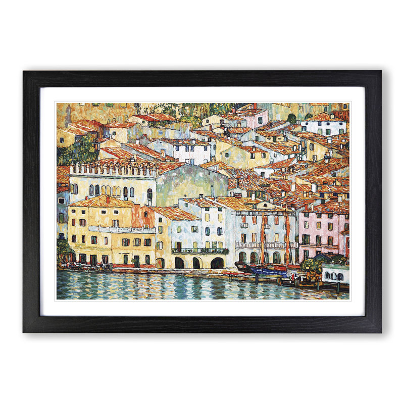 Malcena at the Gardasee by Gustav Klimt - Picture Frame Painting on MDF, Black Framed, 27cm H x 36cm W x 2cm D